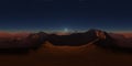 360 degree panorama of Mars sunset, environment HDRI map. Equirectangular projection, spherical panorama. Martian landscape, 3d Royalty Free Stock Photo