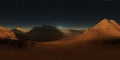 360 degree panorama of Mars sunset, environment HDRI map. Equirectangular projection, spherical panorama. Martian landscape, 3d Royalty Free Stock Photo