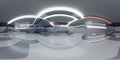 360 degree panorama of modern futuristic technology station space ship sci-fi laboratory. 3d render illustration hdr