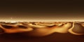 360 degree panorama of sunset on Mars, sand dunes, environment 360 HDRI map. Equirectangular projection, spherical panorama Royalty Free Stock Photo