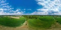 360-degree panoramic aerial view. Green fields near Strasbourg Royalty Free Stock Photo