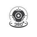 360 degree panoramic video camera icon vector, virtual reality d