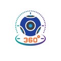 360 degree panoramic video camera icon vector, virtual reality device solid logo illustration, pictogram isolated on white. Royalty Free Stock Photo