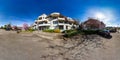 360-degree panoramic view of calm place with modern apartment ho