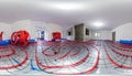 360 Panorama of Underfloor Heating System Installation Royalty Free Stock Photo