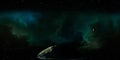 360 degree rock planet with moon on starry space background, equirectangular projection, environment map. HDRI spherical panorama