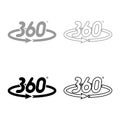 360 degree rotation arrow Concept full view icon outline set black grey color vector illustration flat style image Royalty Free Stock Photo
