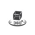 360 degree rotation sign. 3d cube symbol. vector icon, solid log
