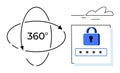 360-Degree Security Concept with Lock Icon and Password Entry in Cloud Environment Royalty Free Stock Photo
