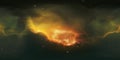 360 degree space nebula panorama, equirectangular projection, environment map. HDRI spherical panorama. Space background with nebu Royalty Free Stock Photo