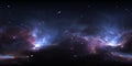 360 degree space nebula panorama, equirectangular projection, environment map. HDRI spherical panorama.
