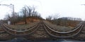 360 Degree, Spherical, Seamless Panorama Train Tracks