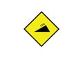 12% degree steep ascend traffic sign - symbol - red triangle