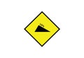 10% degree steep desscend traffic sign - symbol - red triangle