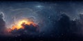 360 degree stellar space background with nebula in another dimension. Panorama, environment 360 HDRI map