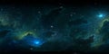 360 degree stellar space background with nebula. Panorama, environment 360 HDRI map. Equirectangular projection