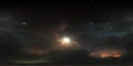 360 degree stellar system and glowing nebula. Panorama, environment 360 HDRI map. Equirectangular projection, spherical panorama