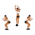 180 degree twisting jump squats. Sport exersice.