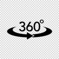 360 degree vector icon set. round arrow rotation symbol. full view concept on white background illustration