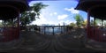 360 degree video of a red Asian style gazebo in Lake Eola park