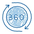 360 degree view doodle icon hand drawn illustration