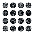 360 degree view virtual tour image panorama linear style icons set design