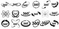 360 degree views of vector circle icons set isolated from the background. Signs with arrows Royalty Free Stock Photo