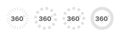360 degree views set icon. 360 view symbol. Set of loading icons. Vector