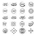 360 degree views of vector circle icons from the background. Signs with arrows to indicate the rotation or Royalty Free Stock Photo
