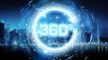 360 degree virtual reality neon interface 3D rendering