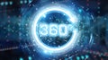 360 degree virtual reality neon interface 3D rendering