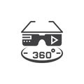 360 degree vr glasses icon vector, solid logo illustration, pict