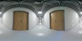 360 degree VR panorama of a long white empty corridor