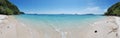 360 degree wide angle beach against sky