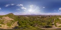 360 degrees aerial panorama of the Dzhendem tepe also known as Y