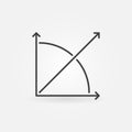 45 degrees angle outline icon - vector concept line symbol Royalty Free Stock Photo