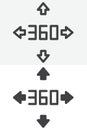 360 degrees arrows vector icon set in line and solid different style Royalty Free Stock Photo