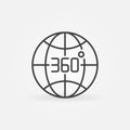 360 degrees earth globe outline vector concept icon Royalty Free Stock Photo