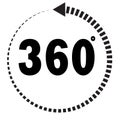 360 degrees icon on white background. 360 degrees sign.