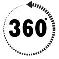 360 degrees icon on white background. 360 degrees sign. Royalty Free Stock Photo