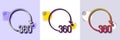 360 degrees line icon. VR simulation sign. Panoramic view. Halftone dotted pattern. Vector