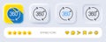 360 degrees line icon. VR simulation sign. Panoramic view. Neumorphic buttons. Vector