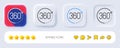 360 degrees line icon. VR simulation sign. Panoramic view. Neumorphic buttons. Vector