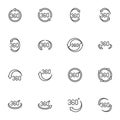 360 degrees line icons set