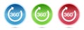 360 degrees rotate arrow icon glass round buttons set illustration