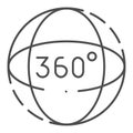 360 degrees rotation thin line icon. Angle 360 degrees vector illustration isolated on white. 360 degrees view outline Royalty Free Stock Photo