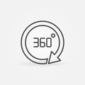 360 degrees rotation vector concept icon in outline style Royalty Free Stock Photo