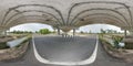 360 degrees spherical panorama of bridge and asphalt Road