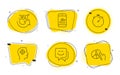 360 degrees, Timer and Smartphone statistics icons set. Recruitment, Smile face and Pie chart signs. Vector