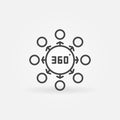 360 degrees vector concept thin line icon or symbol Royalty Free Stock Photo